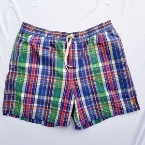 POLO RALPH LAUREN- Mens Size Large/Tall LT Plaid Swim Trunks Lined Board Shorts